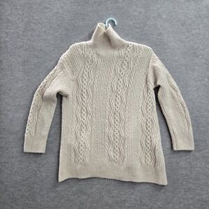 Vince Women‎ Sweater XS Beige Cashmere Merino Nylon Wool Cable Knit Turtleneck